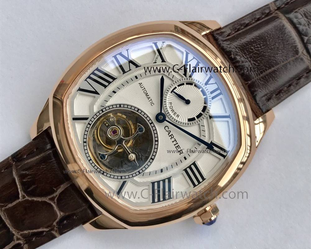 Swiss Copy Drive De Cartier Tourbillon Automatic Watch Rose Gold